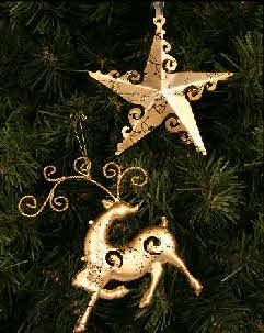 Tree Trims - Gold Metal Ornaments